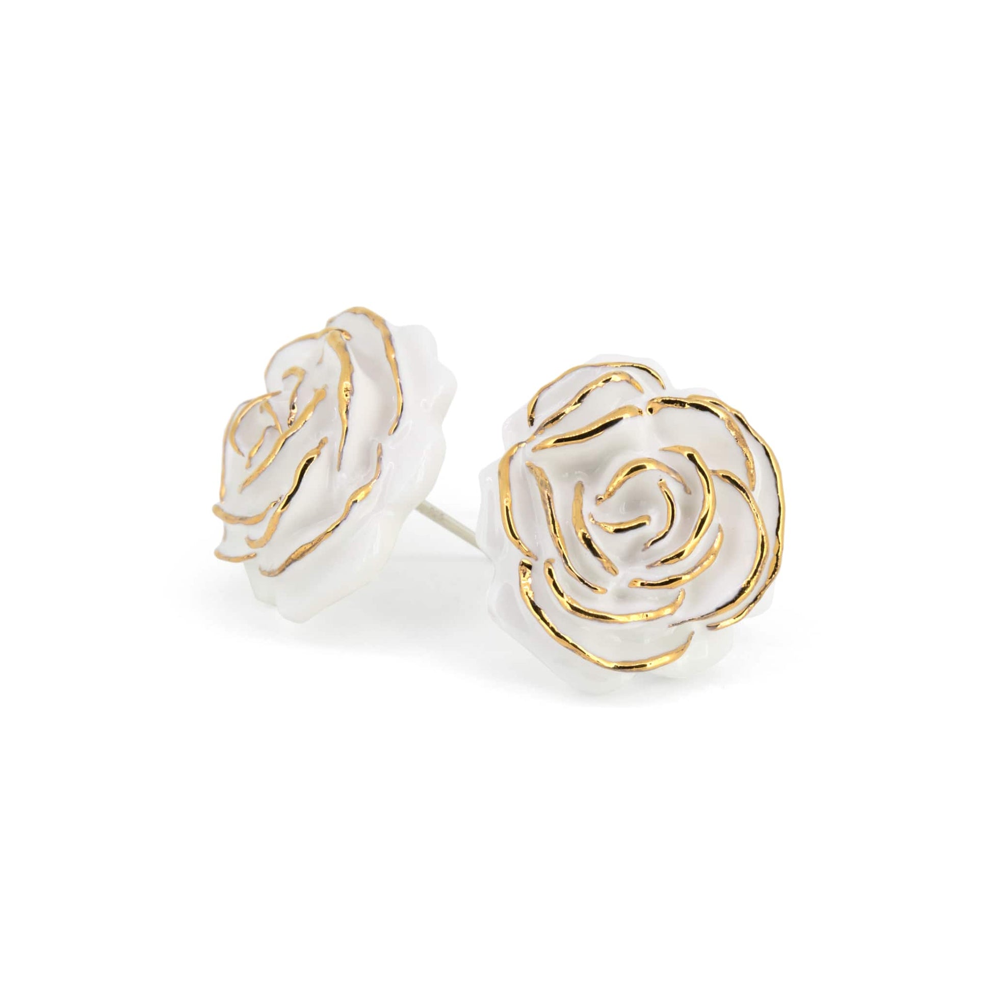 Porcelain Rose Earrings Studs
