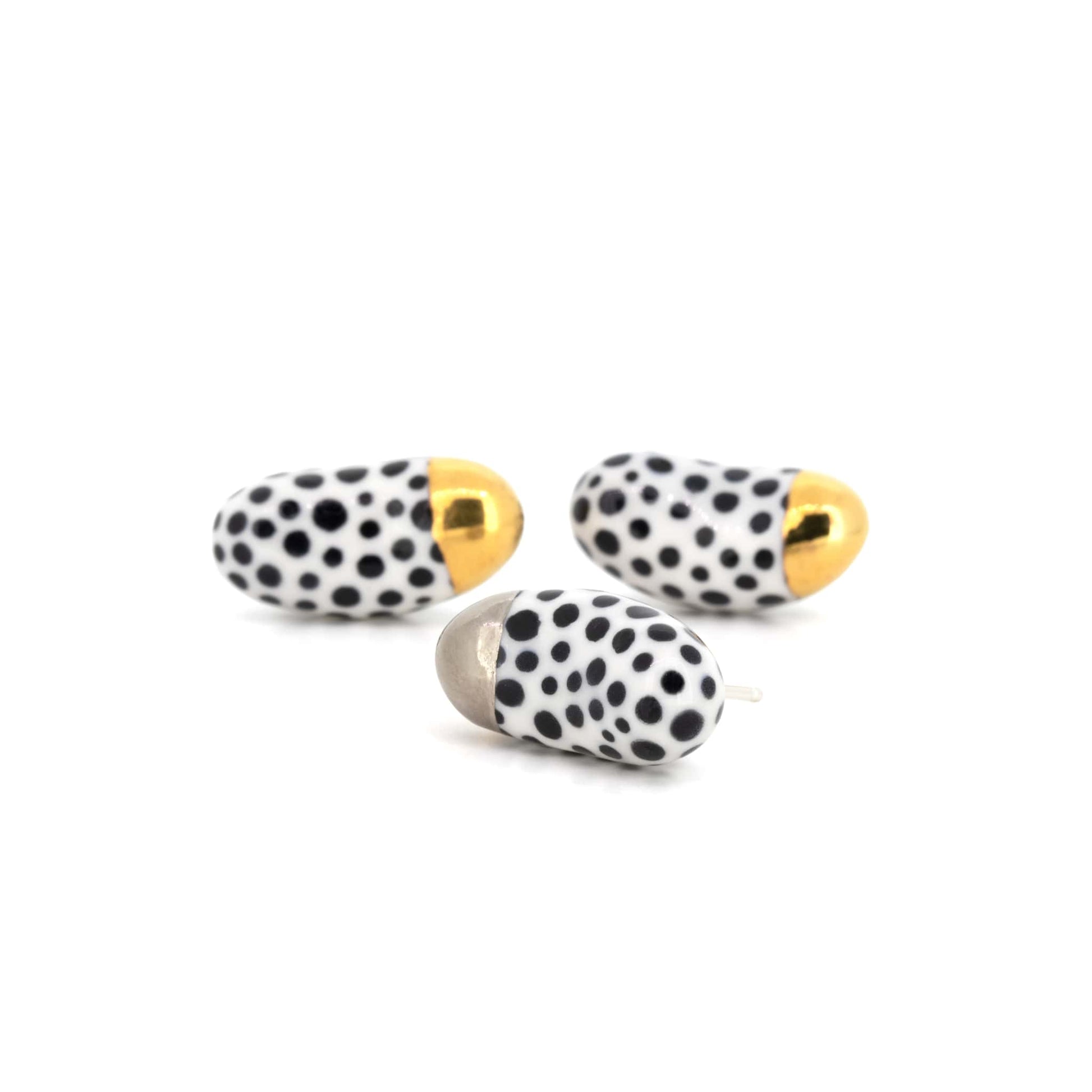 Polka Dot Jelly Bean Earrings With Gold And Platinum