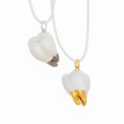 Quirky Tooth Pendant Necklace Golden Root