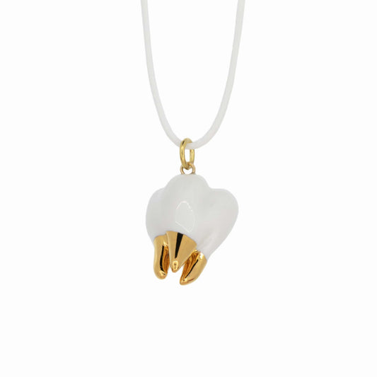 Quirky Tooth Pendant Necklace Golden Root