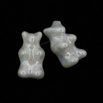Real Size Porcelain Pearl Gummy Bear Stud Earrings