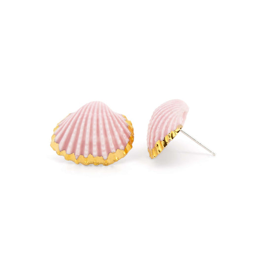 Mermaid Seashell Earrings In Cotton Pink