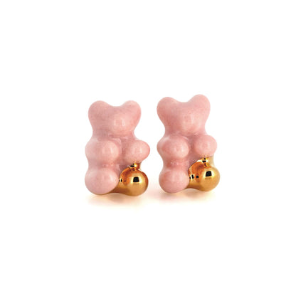 Pink Gummy Bear Earrings Front