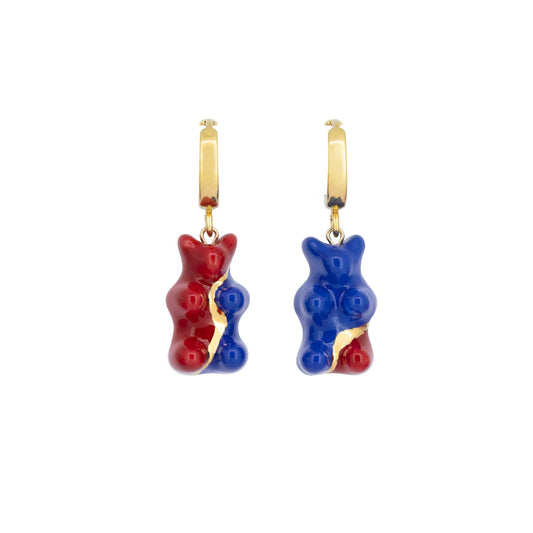 Gummy Bear Dangle Earrings With Hoops Front