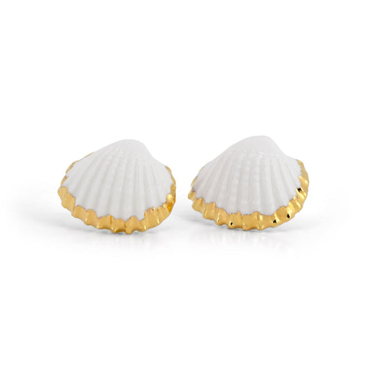 Porcelain White Seashell Earrings For Mermaid