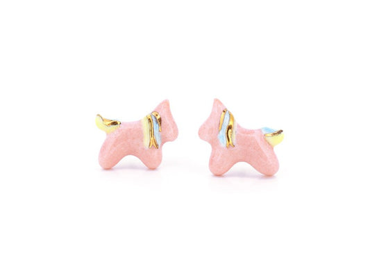Candy Pink Unicorn Stud Earrings