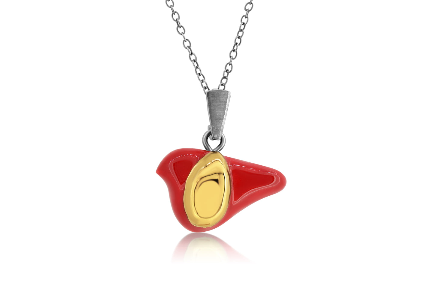 Red bird necklace···gold dipped