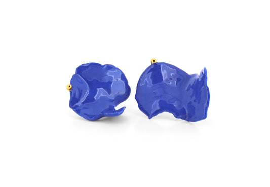 Deep blue large statement studs···gold dipped