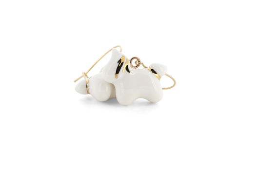 White And Gold Unicorn Earrings With Gold Filled Fittings