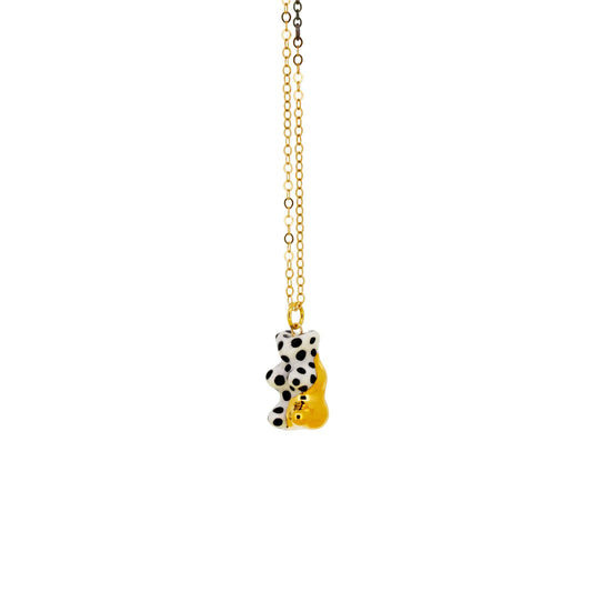 Polka Dot Gummibärchen-Halskette mit goldener Pfote