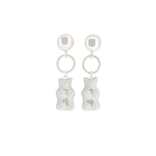 Pearl White Gummy Bear Dangle Earrings