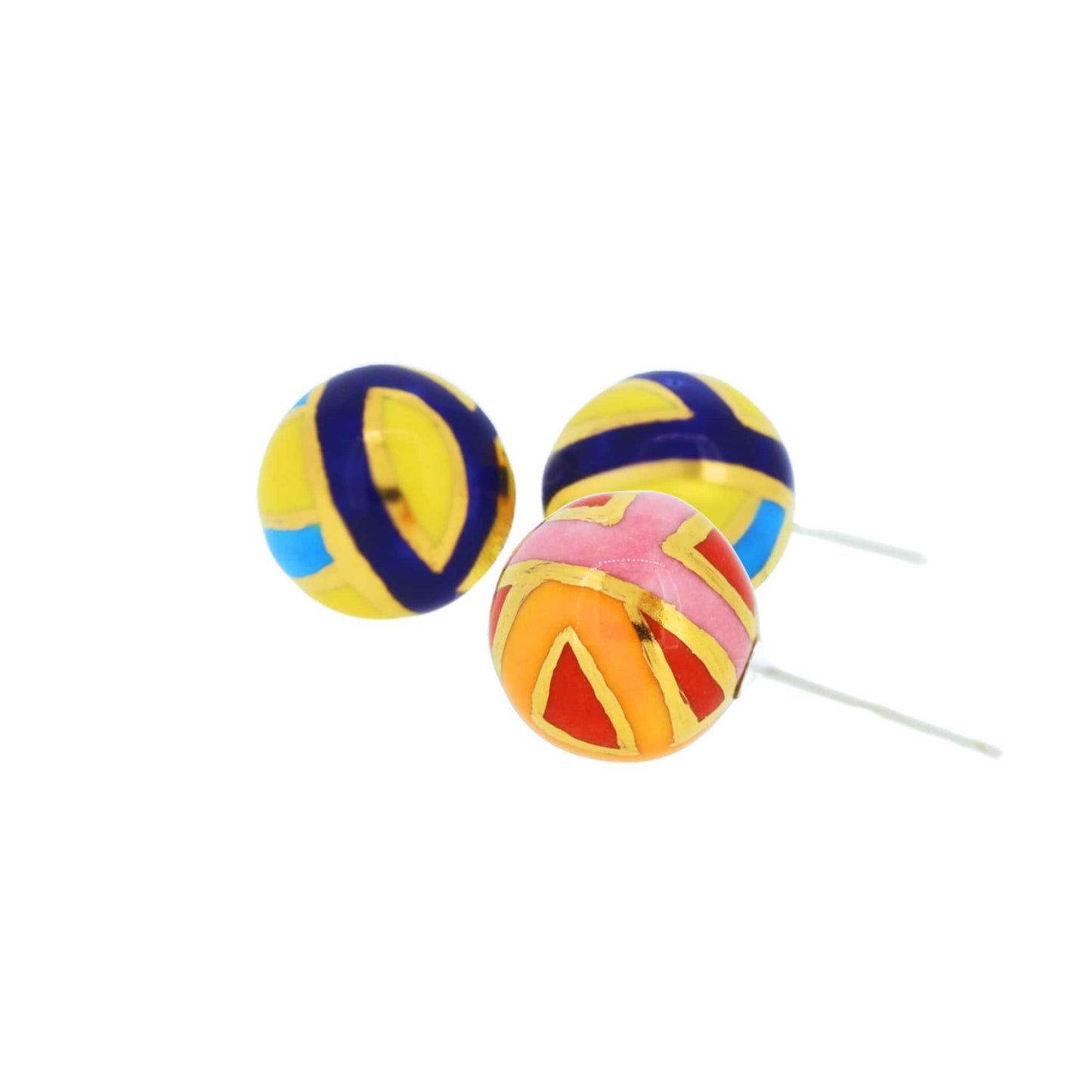 Colourful handmade earrings round shaped