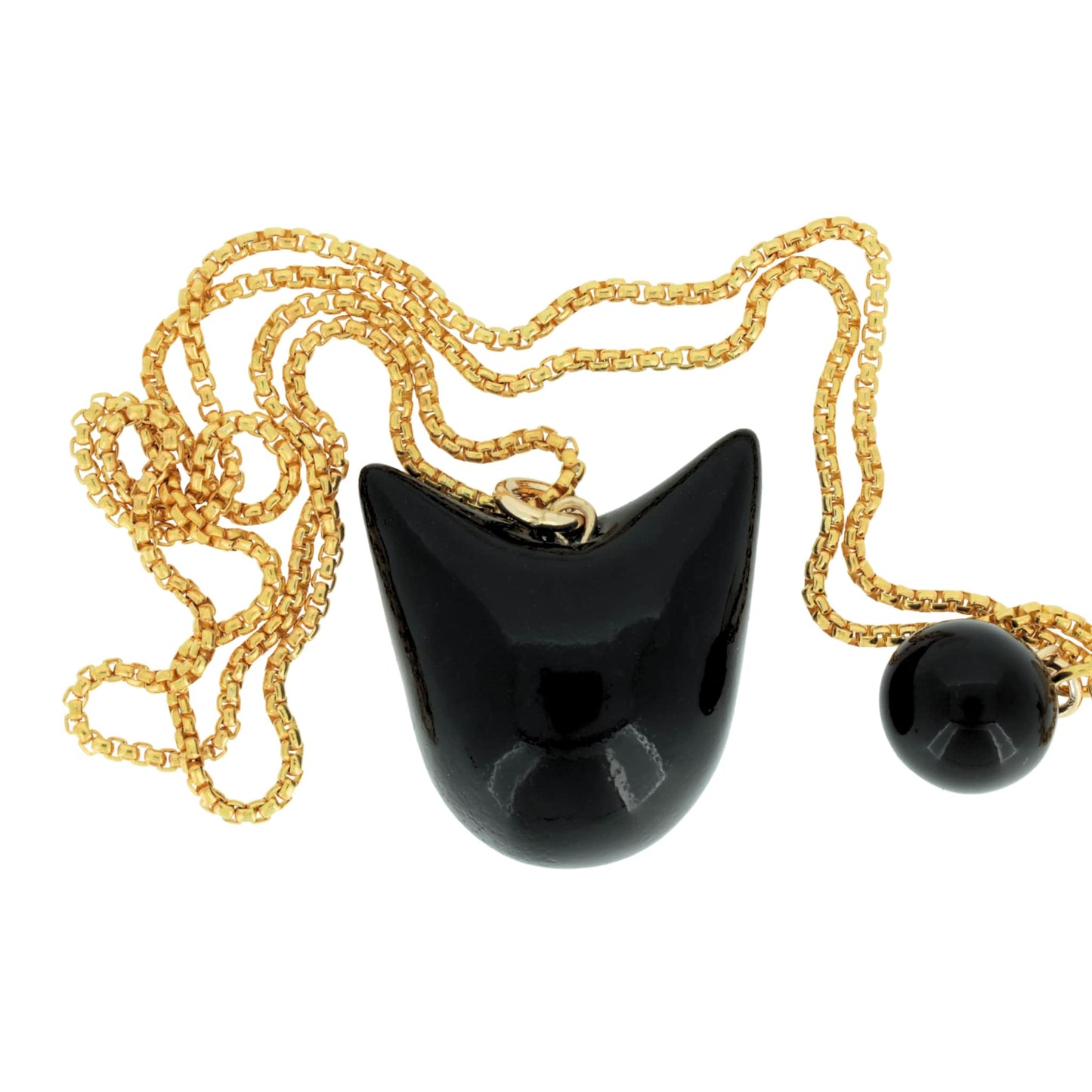 Black Cat Necklace With Golden Chain