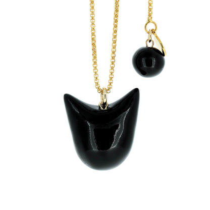 Black Cat Necklace With Golden Chain