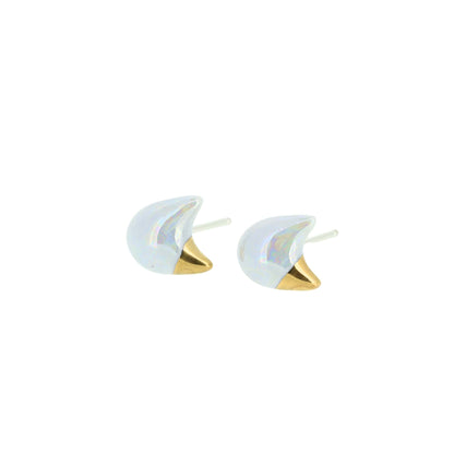 Pearl White Cat Studs Golden Ear