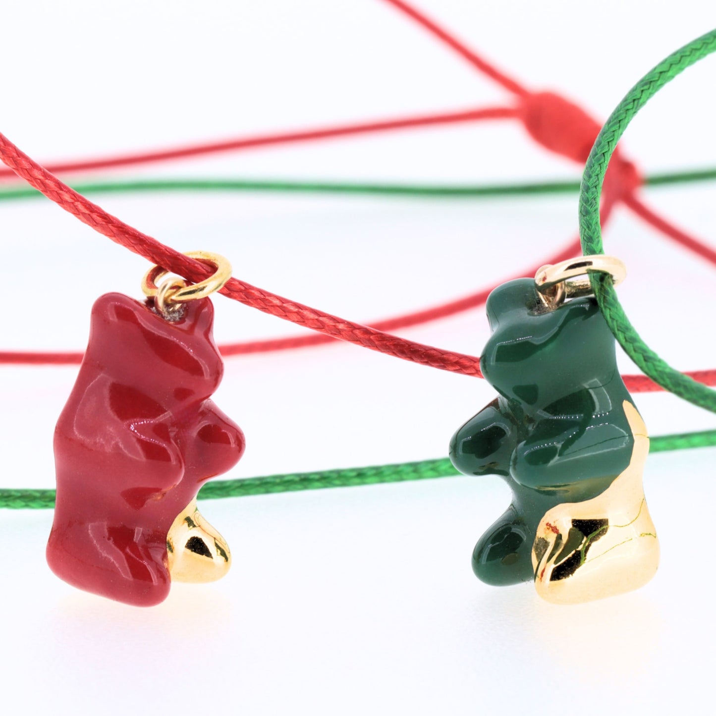 Red and Green Gummy Bear pendants