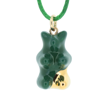 Green Gummy Bear Pendant Necklace front