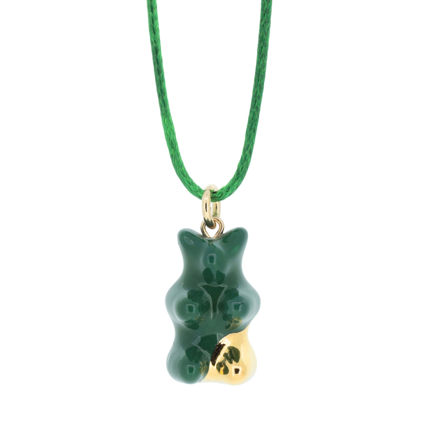 Green Gummy Bear Necklace from far