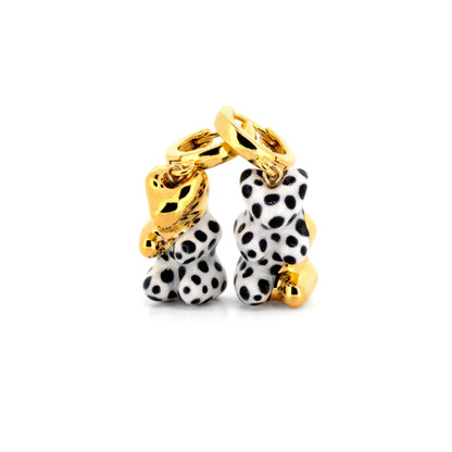 Gepunktete Gummibärchen-Ohrringe mit Gold
