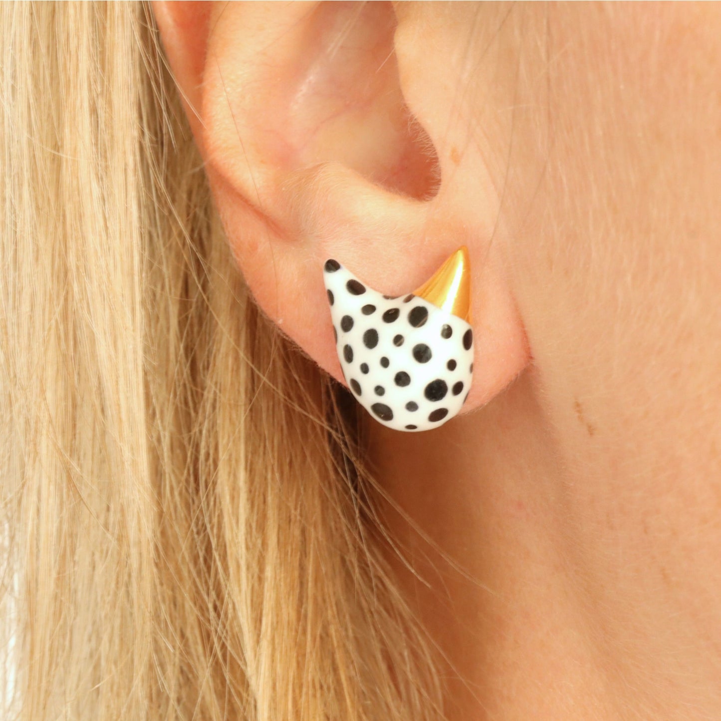 Large Polka Dot Cat Studs