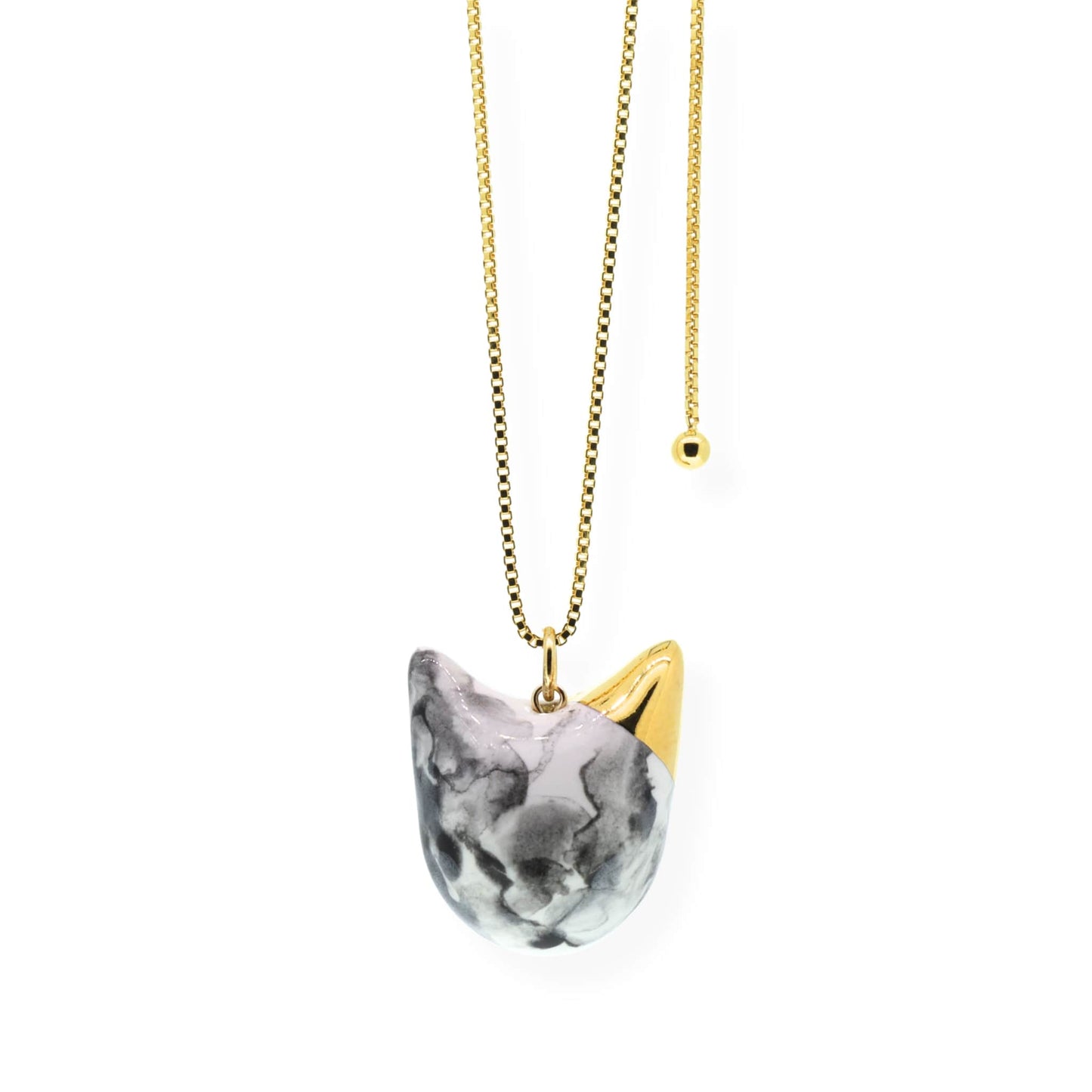 Marble Cat Necklace on Adjustable Chain