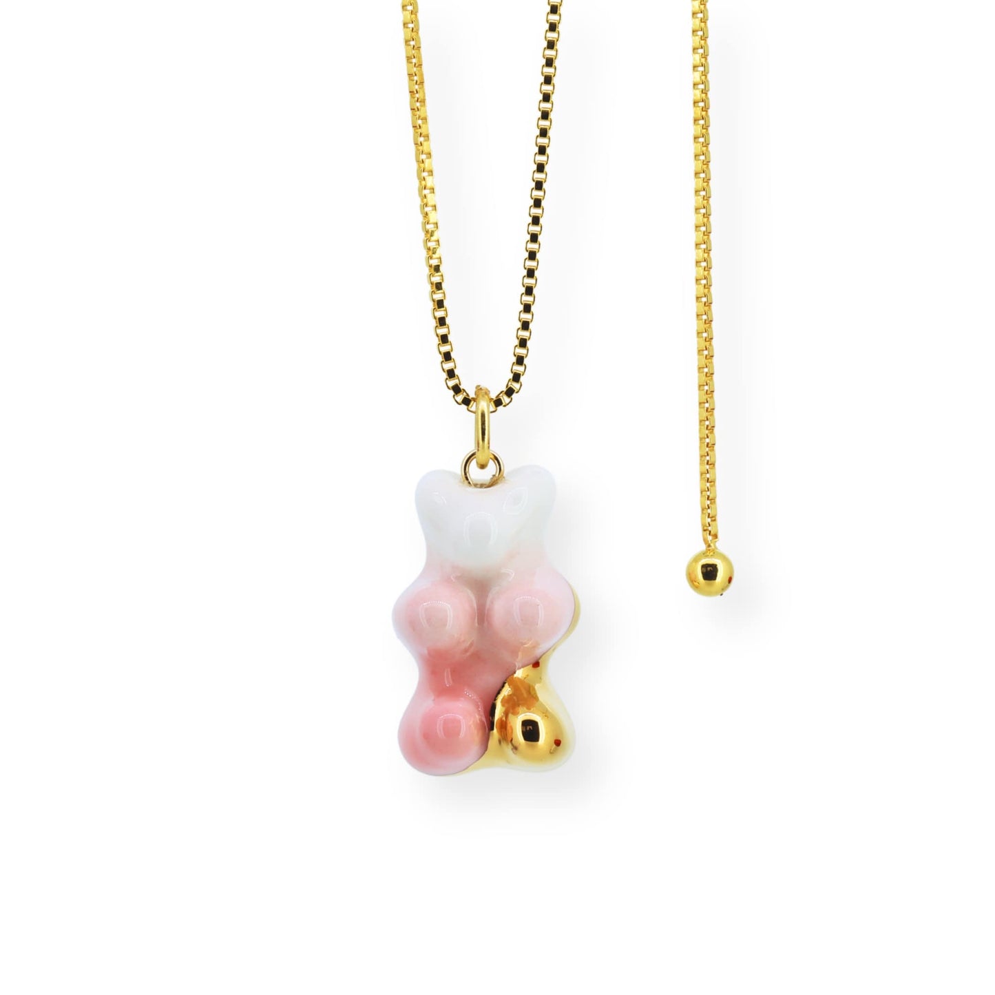 Ombre Pink Gummy Bear Necklace With Adjustable Chain