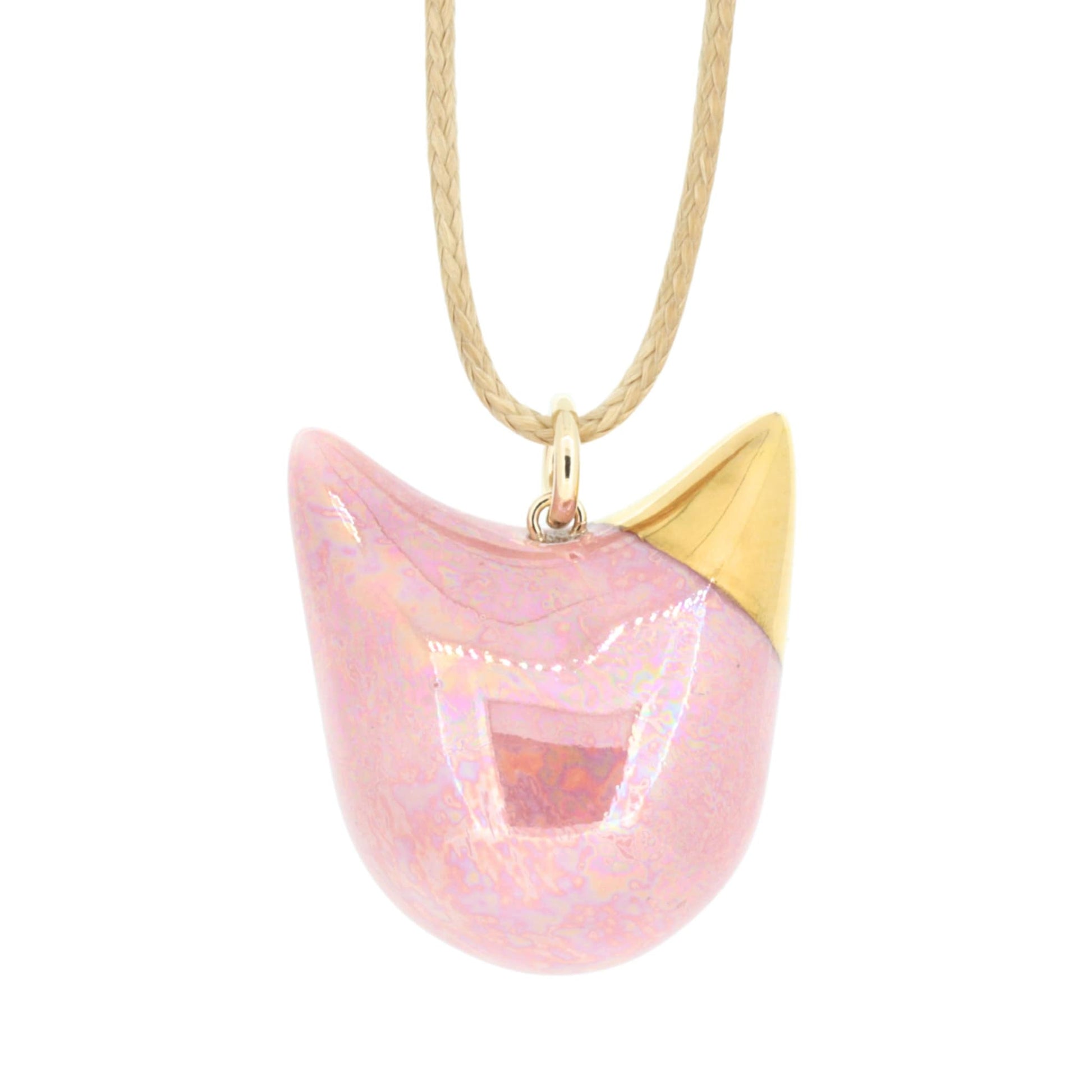 Pink Cat Necklace front