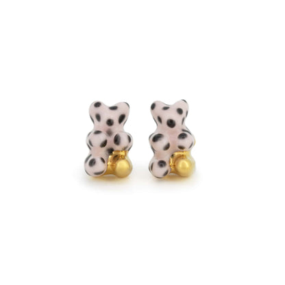 Polka Dot Pink Gummy Bear Stud Earrings