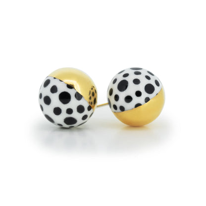 Polka Dot & Gold Bubble Studs - L