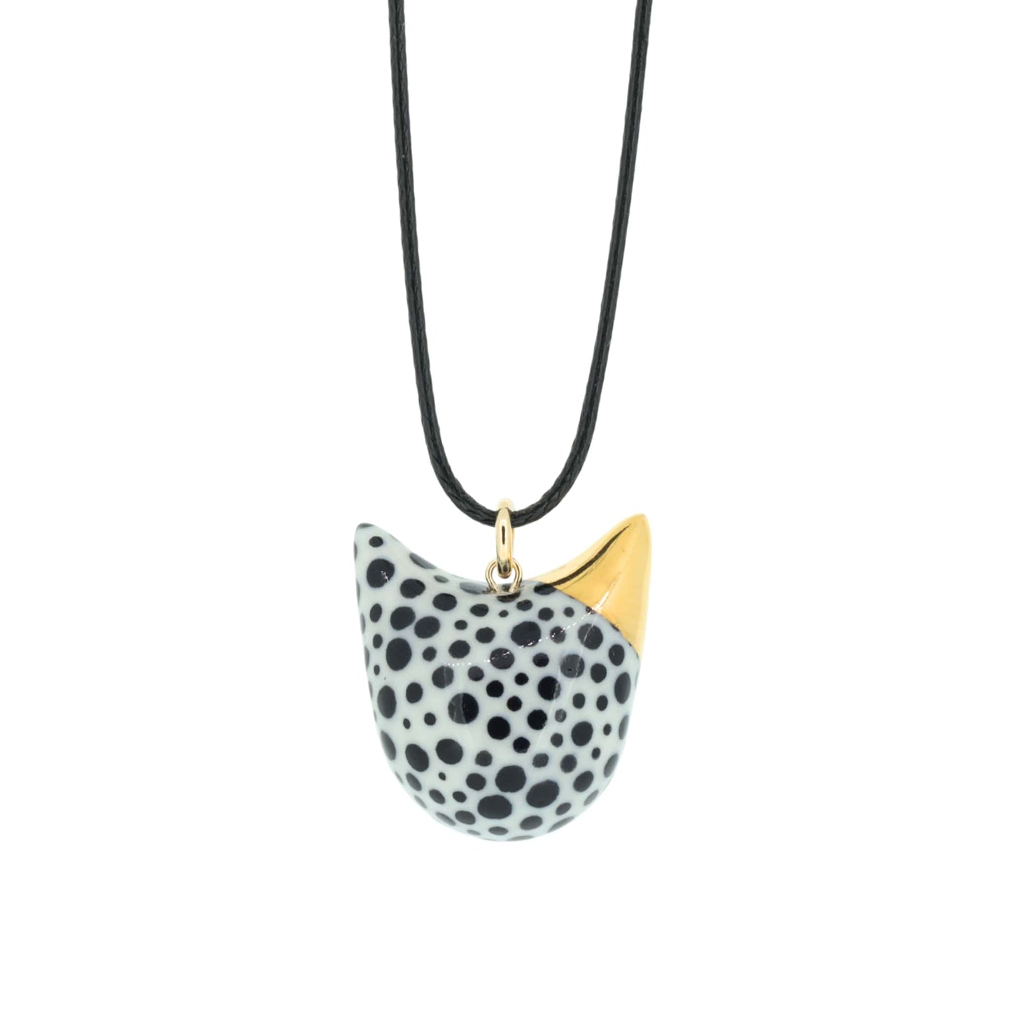 Polka Dot Cat Necklace With Golden Ear