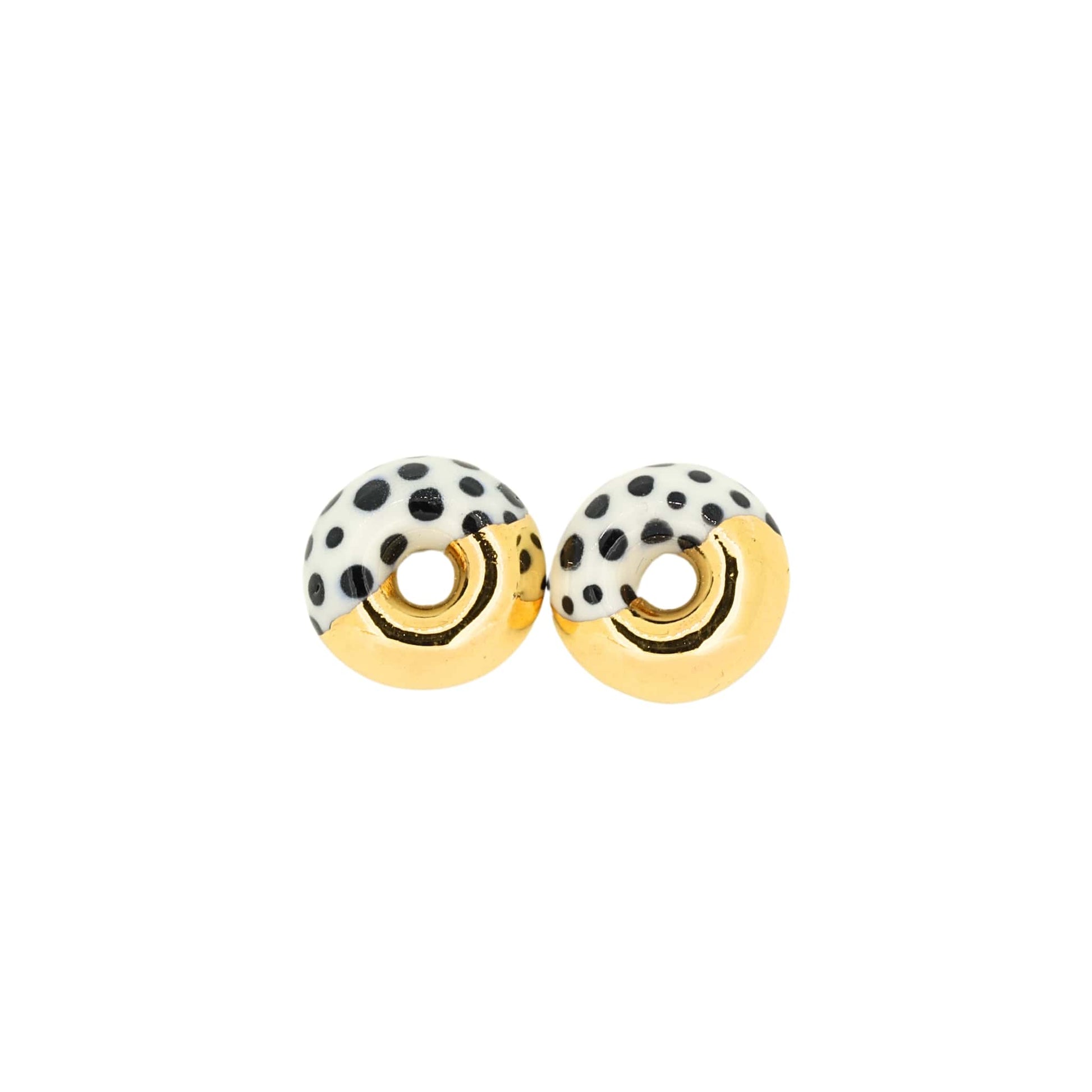 Donut stud earrings half gold