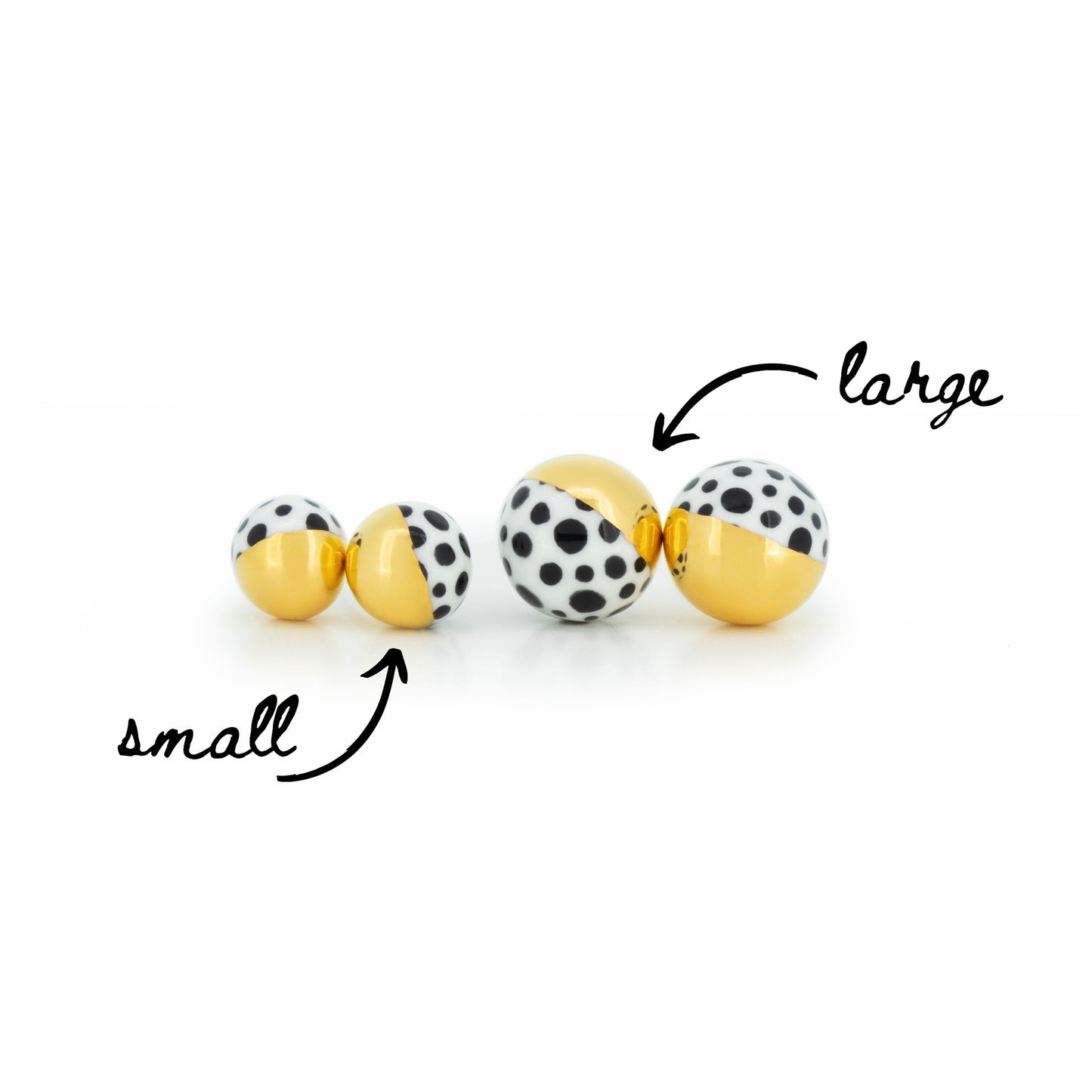 Polka Dot & Gold Bubble Studs - L