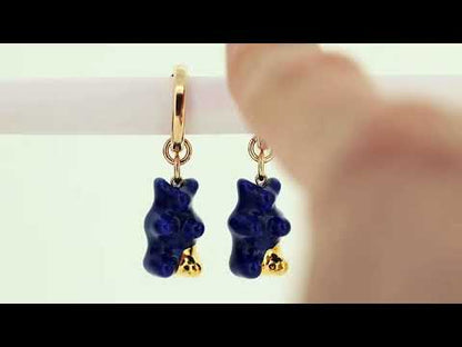 Royal Blue Gummy Bear Dangle Earrings On Hoops