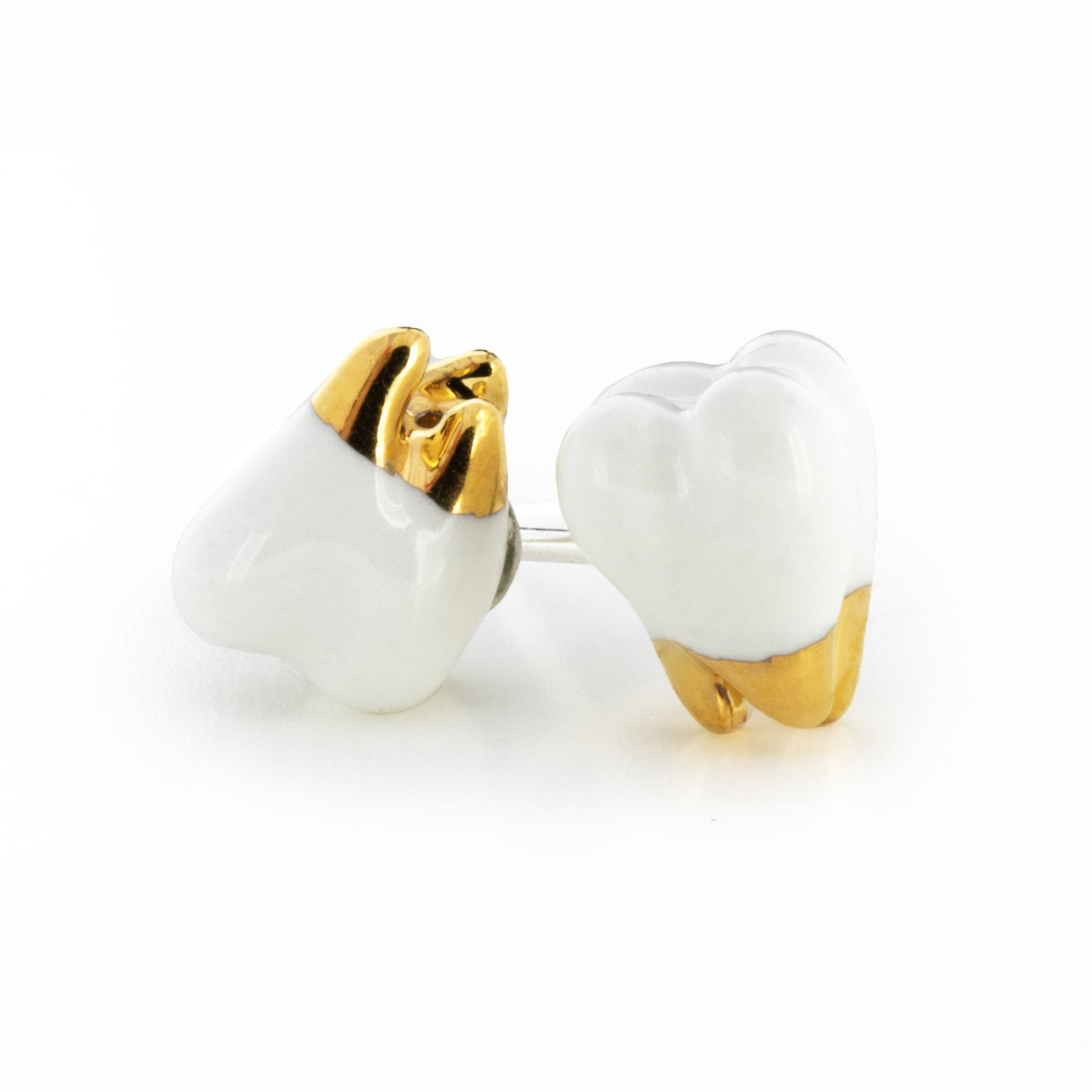 White And Gold tooth stud earrings